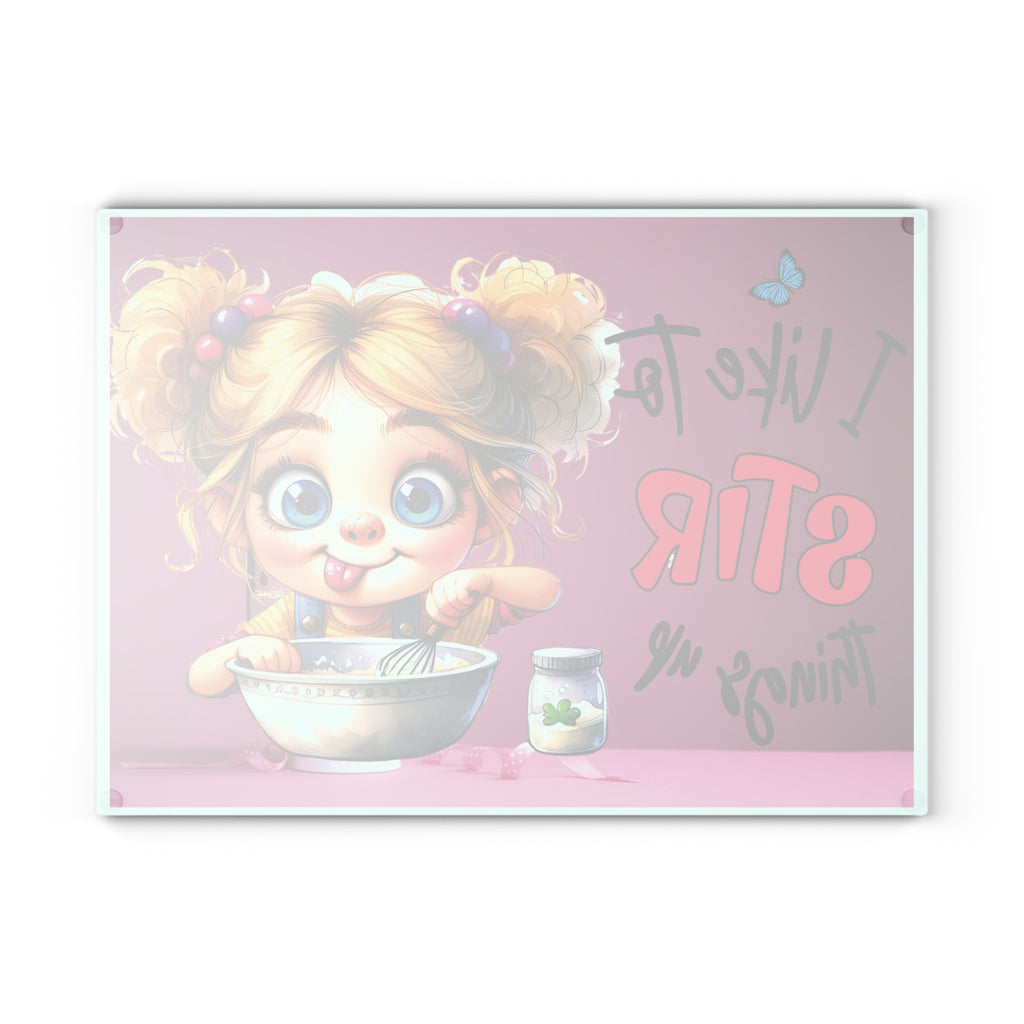 Playful Kitchen Glass Cutting Board, Fun Gift for Bakers, Cooking Decor, Unique Housewarming, Birthday, Kitchen Art