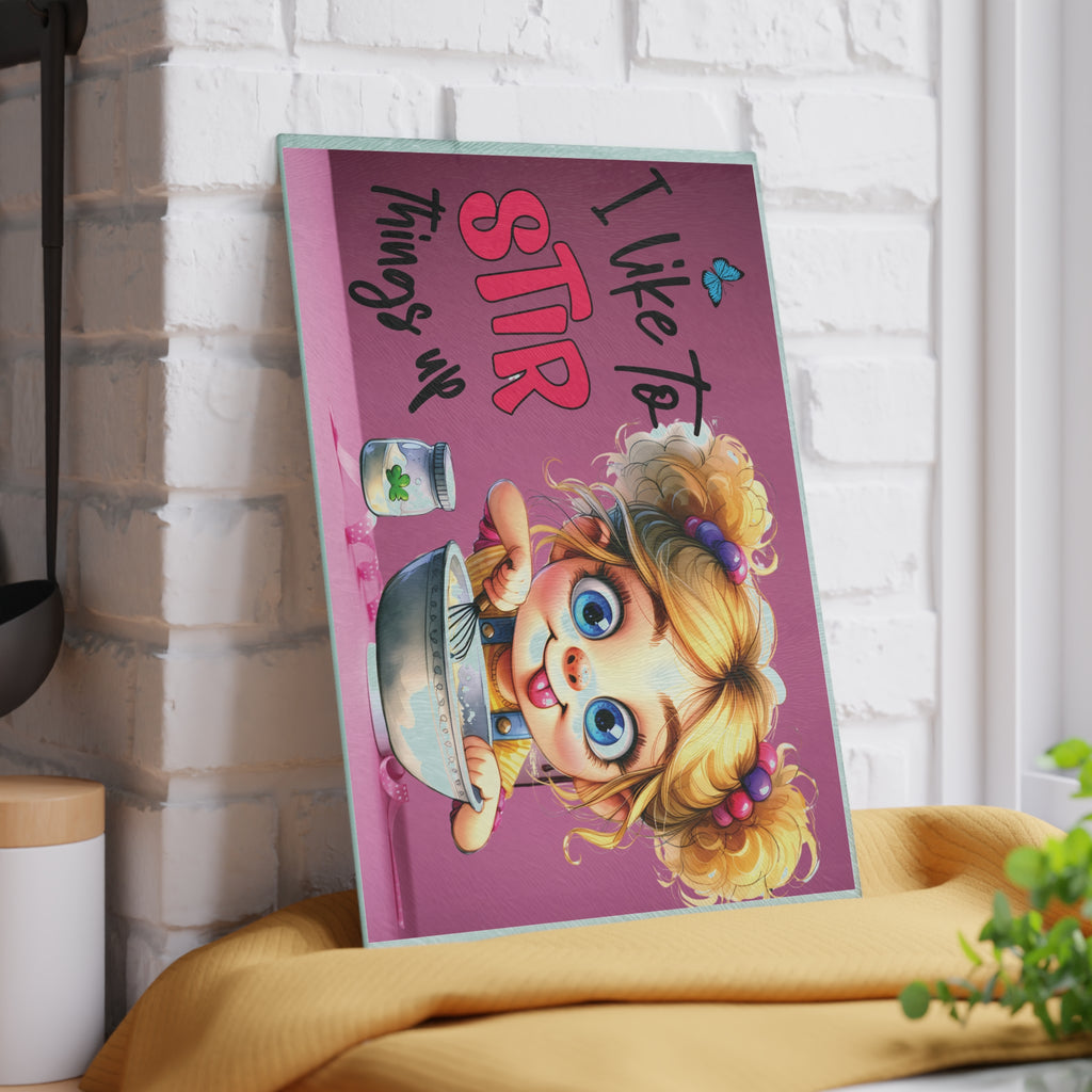 Playful Kitchen Glass Cutting Board, Fun Gift for Bakers, Cooking Decor, Unique Housewarming, Birthday, Kitchen Art