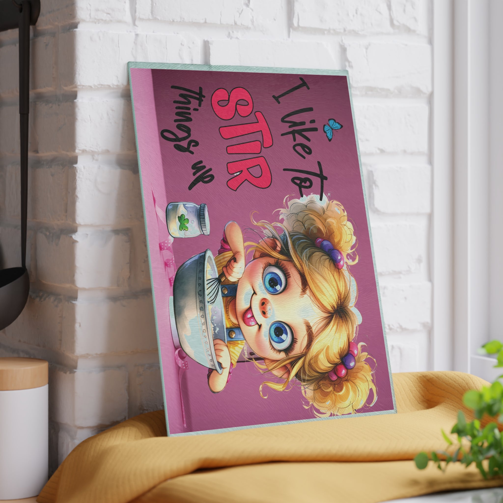 Playful Kitchen Glass Cutting Board, Fun Gift for Bakers, Cooking Decor, Unique Housewarming, Birthday, Kitchen Art