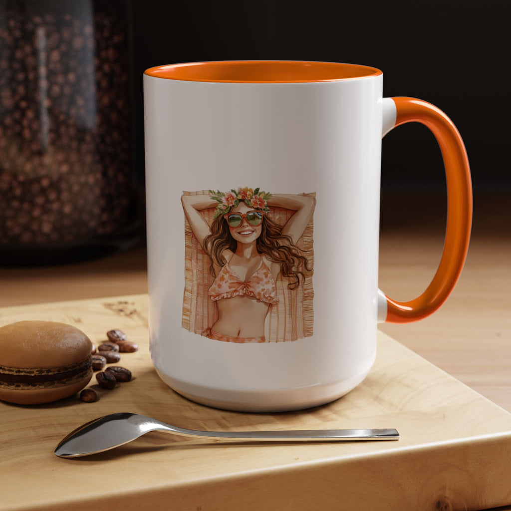 Bohemian Floral Accent Coffee Mug | Stylish Tea Cup, Gift for Her, Home Decor, Cute Coffee Lover, Birthday Present