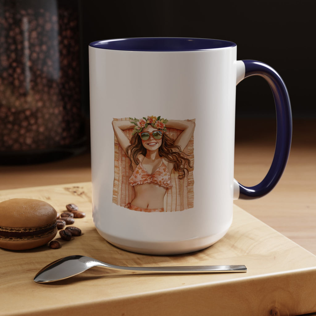 Bohemian Floral Accent Coffee Mug | Stylish Tea Cup, Gift for Her, Home Decor, Cute Coffee Lover, Birthday Present