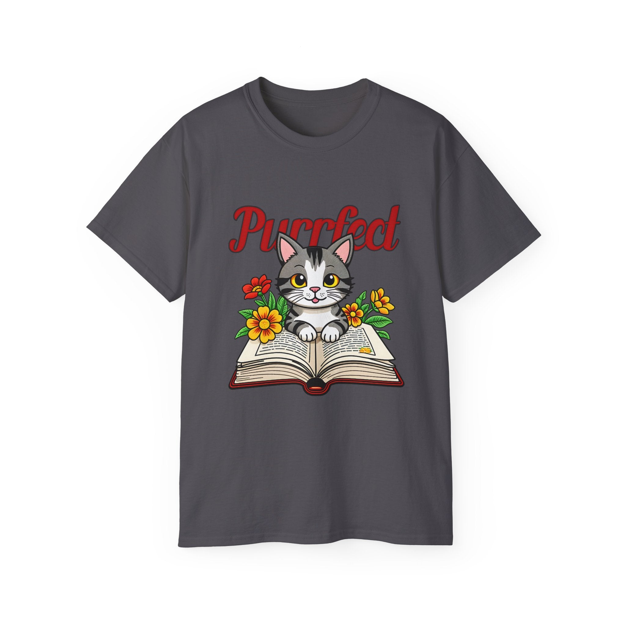 Purrfect Cat Lover Tee, Cute Cat T-Shirt for Book Lovers, Gifts for Cat Owners, Birthday Gift, Animal Lover Apparel, Pet-Themed Shirt