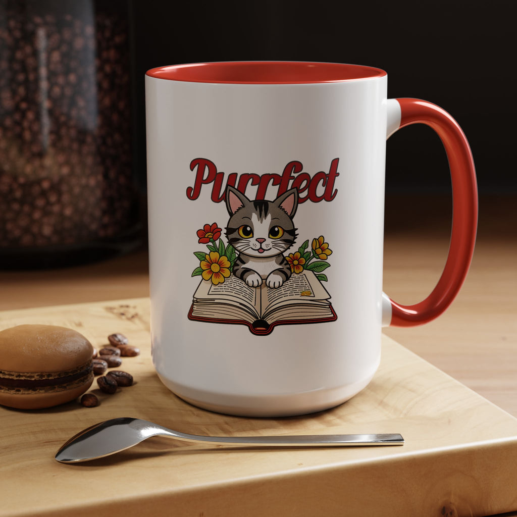 Purrfect Cat Lover Coffee Mug | Cute Animal Gift | Book Lover Mug | Unique Cat Decor | Cozy Home Drinkware | Ideal Cat Gifts for Friends