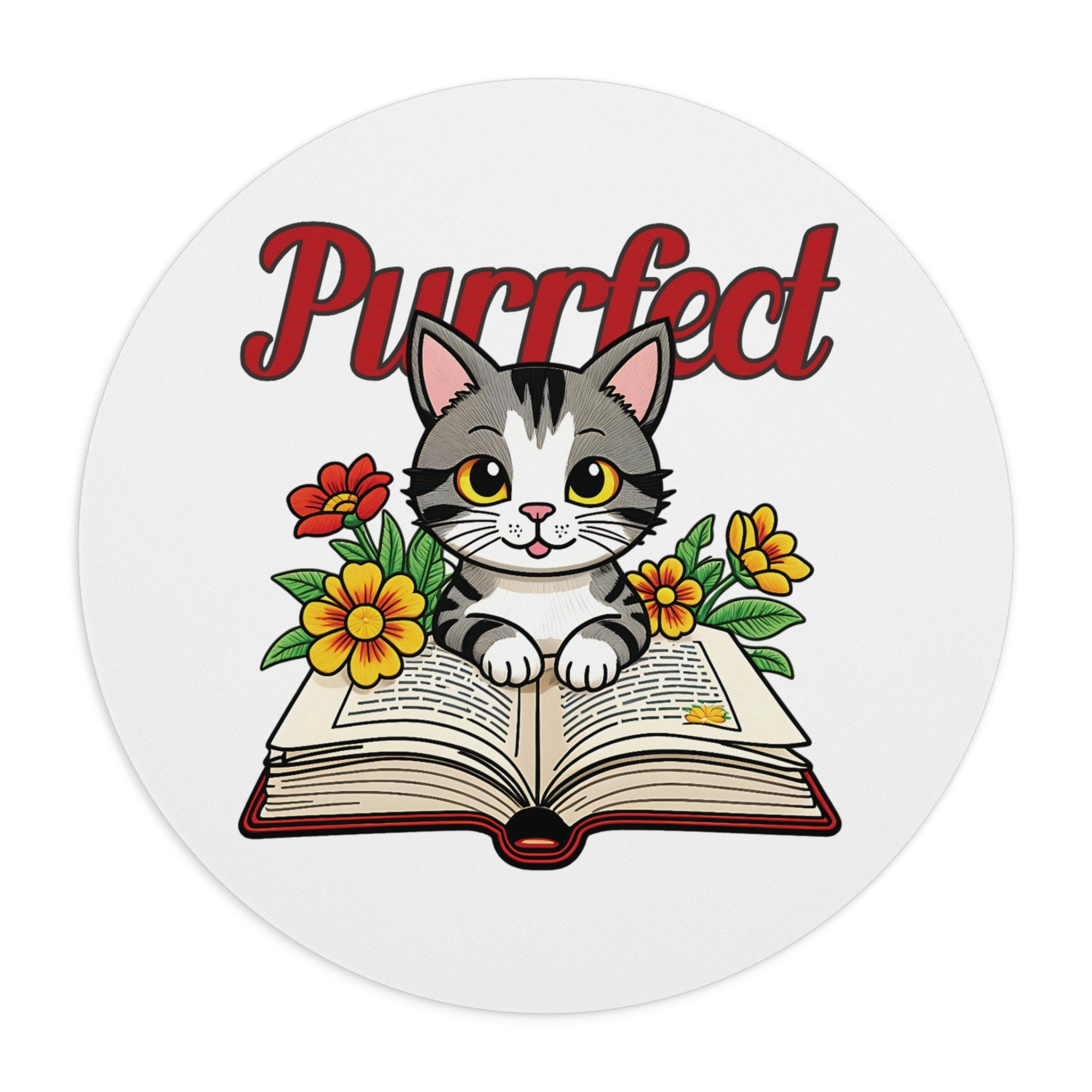 Purrfect Cat Mouse Pad, Cute Cat Decor, Gift for Cat Lovers, Office Supplies, Book Lover Gift, Cat-Themed Desk Accessory