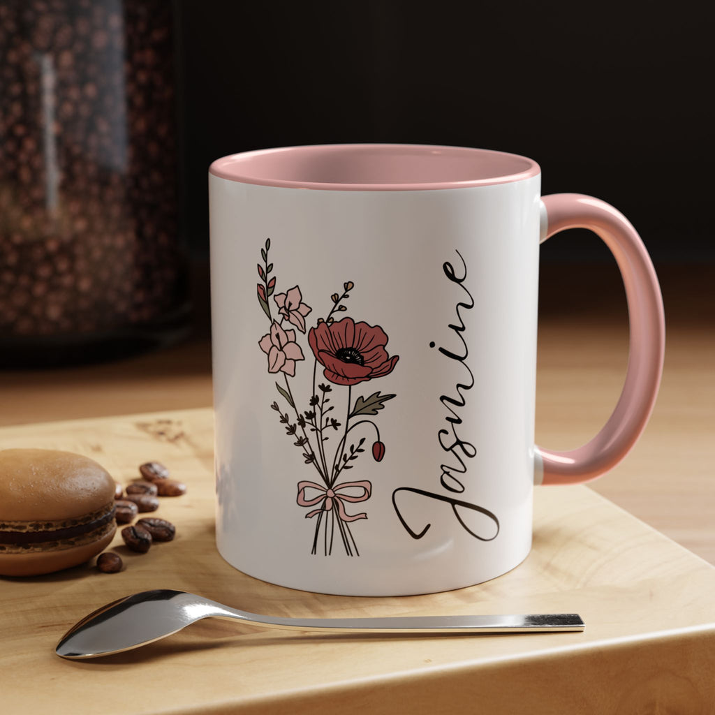 Personalized Floral Accent Coffee Mug - Custom Drinkware for Mom, Gifts for Her, Birthday, Mother's Day, Cozy Coffee Moments