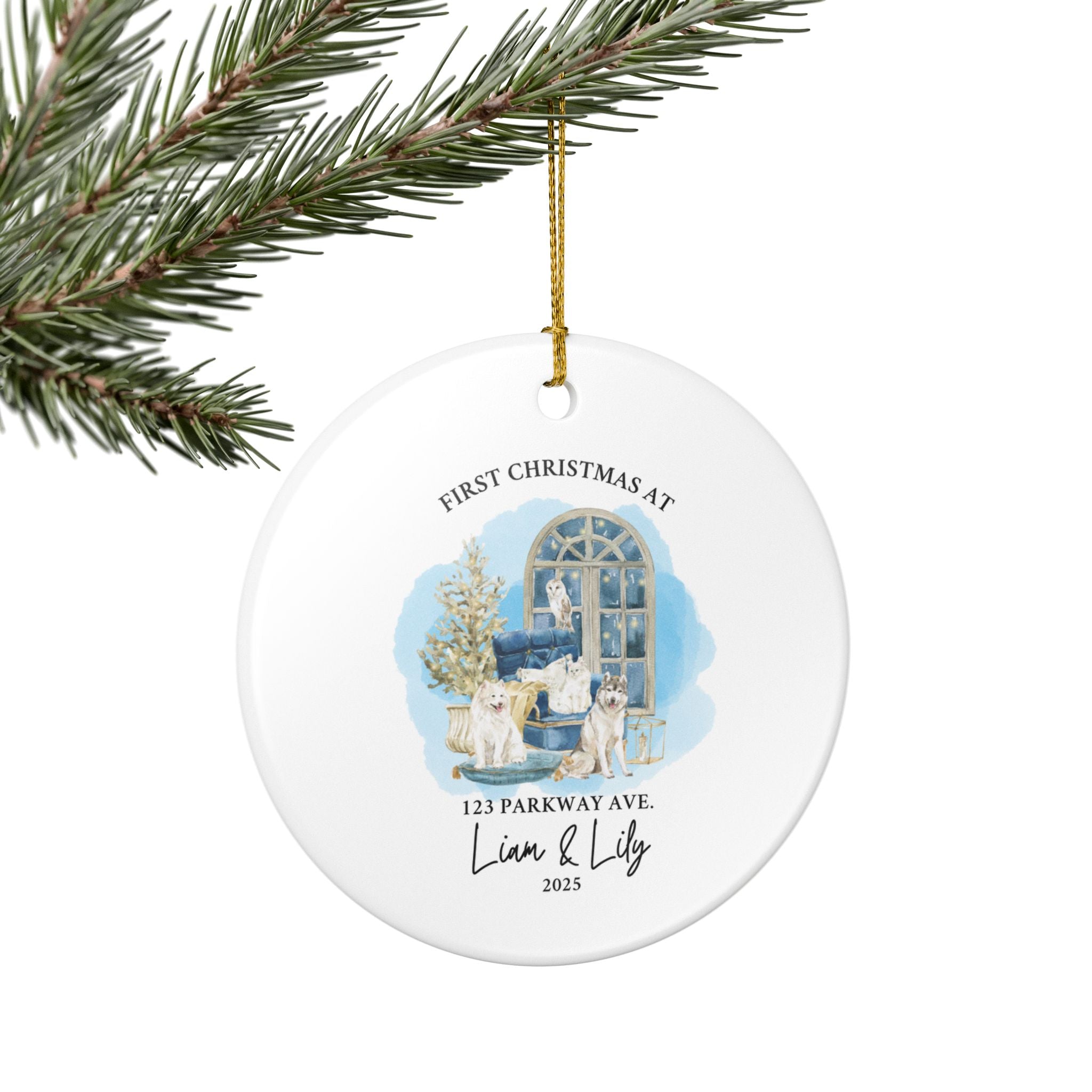 Custom Family Christmas Ornament, Personalized Holiday Tree Decoration, First Christmas Keepsake, Unique Gift, Pet Lover Decor