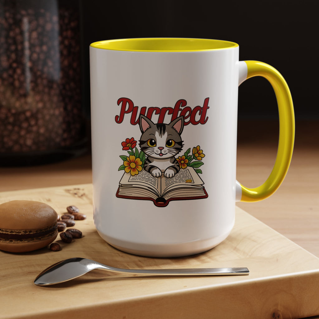 Purrfect Cat Lover Coffee Mug | Cute Animal Gift | Book Lover Mug | Unique Cat Decor | Cozy Home Drinkware | Ideal Cat Gifts for Friends