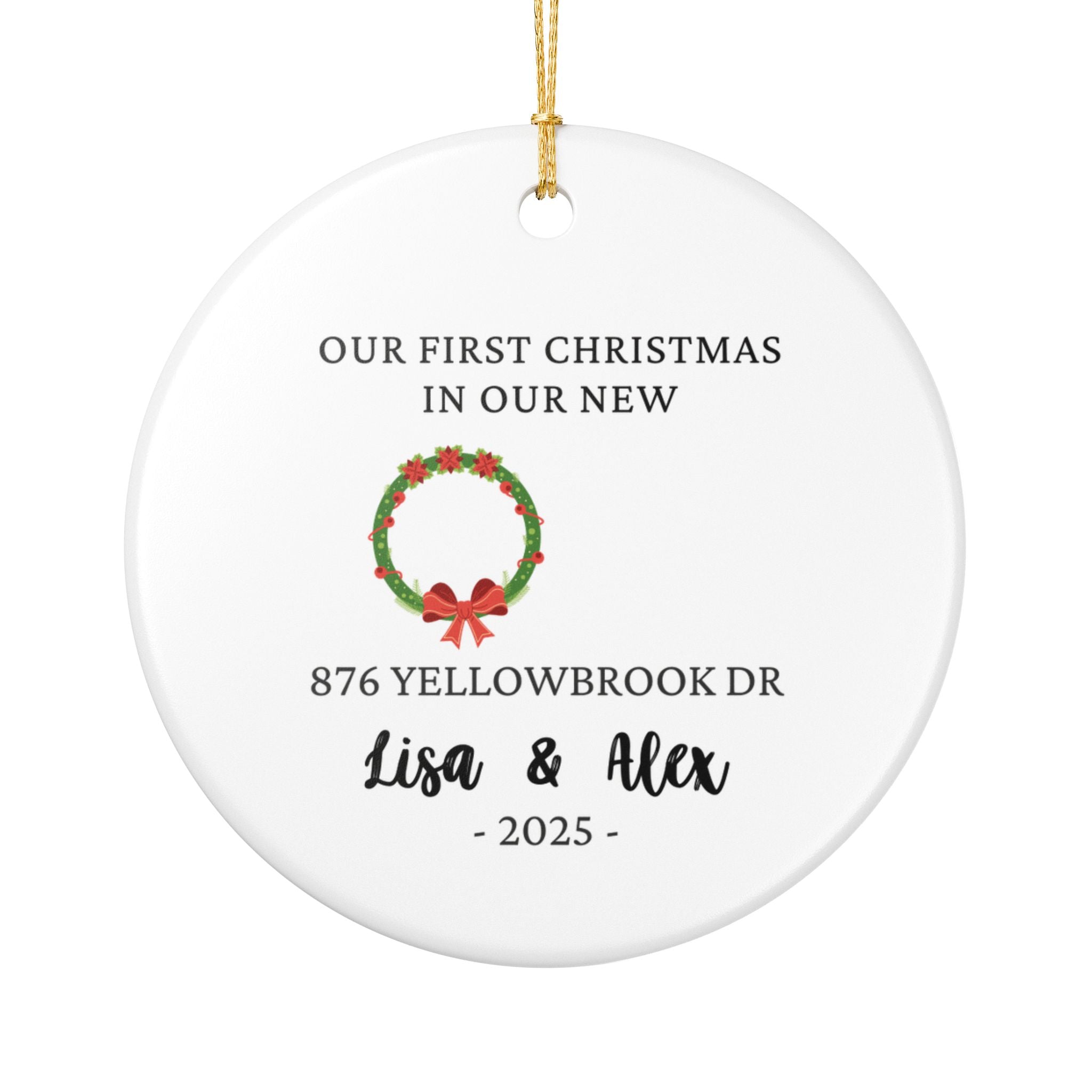 Personalized Christmas Ornament, Custom Holiday Keepsake, New Home Decor, Unique Gift, Family Celebration Decoration