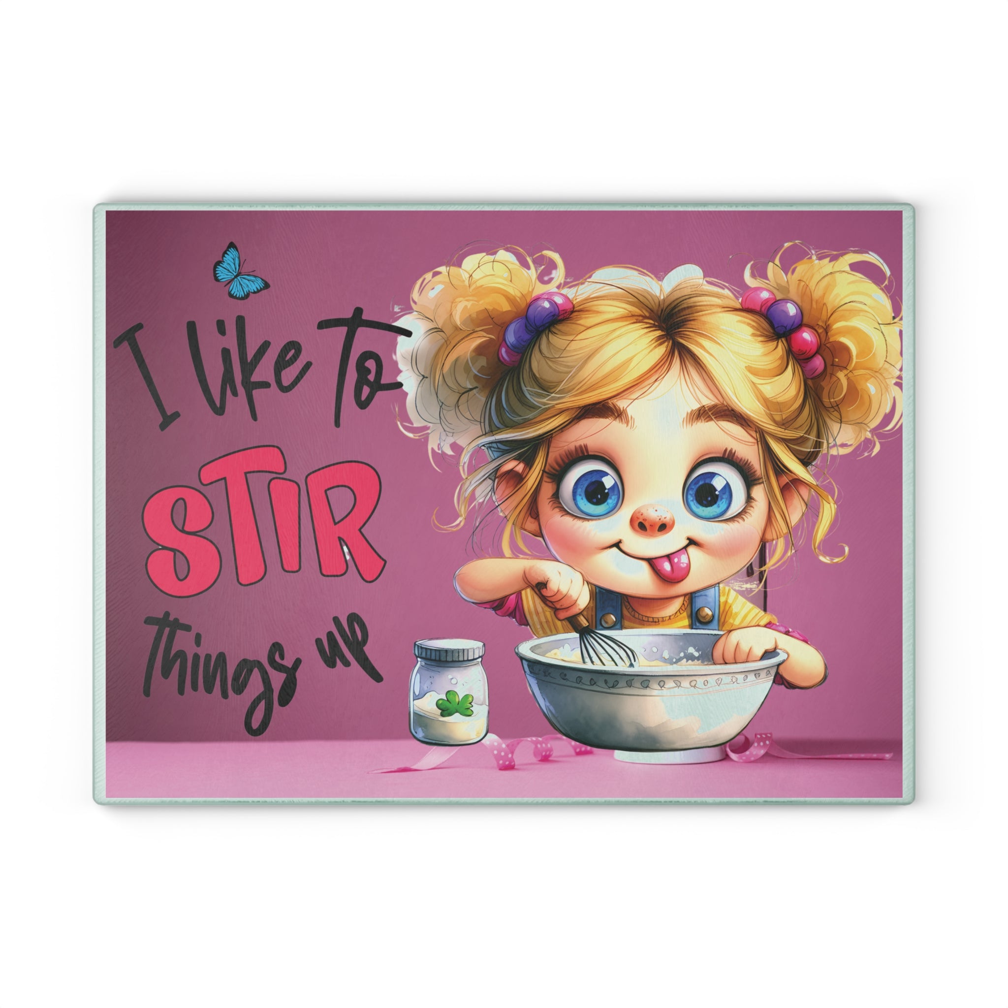 Playful Kitchen Glass Cutting Board, Fun Gift for Bakers, Cooking Decor, Unique Housewarming, Birthday, Kitchen Art