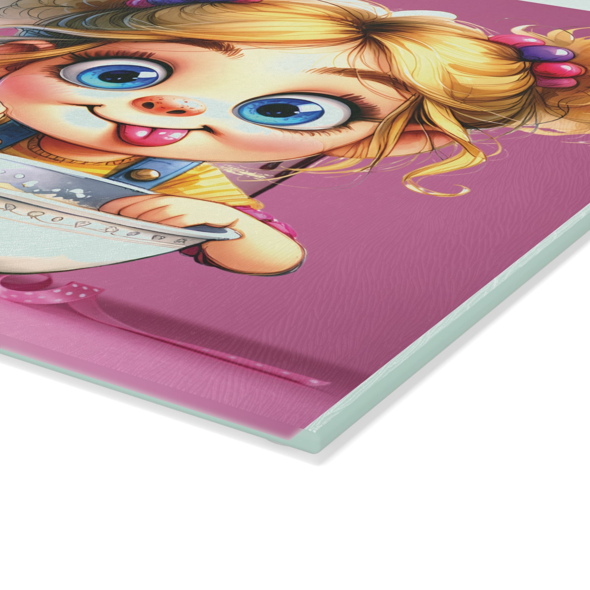 Playful Kitchen Glass Cutting Board, Fun Gift for Bakers, Cooking Decor, Unique Housewarming, Birthday, Kitchen Art