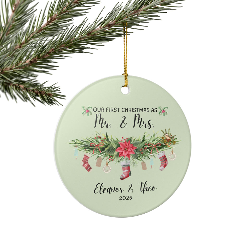Personalized Christmas Ornament, Keepsake Holiday Decoration, Newlywed Gift, Tree Decor, Family Tradition