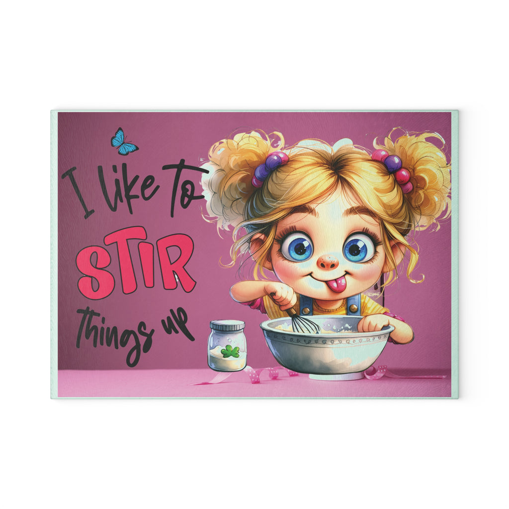 Playful Kitchen Glass Cutting Board, Fun Gift for Bakers, Cooking Decor, Unique Housewarming, Birthday, Kitchen Art