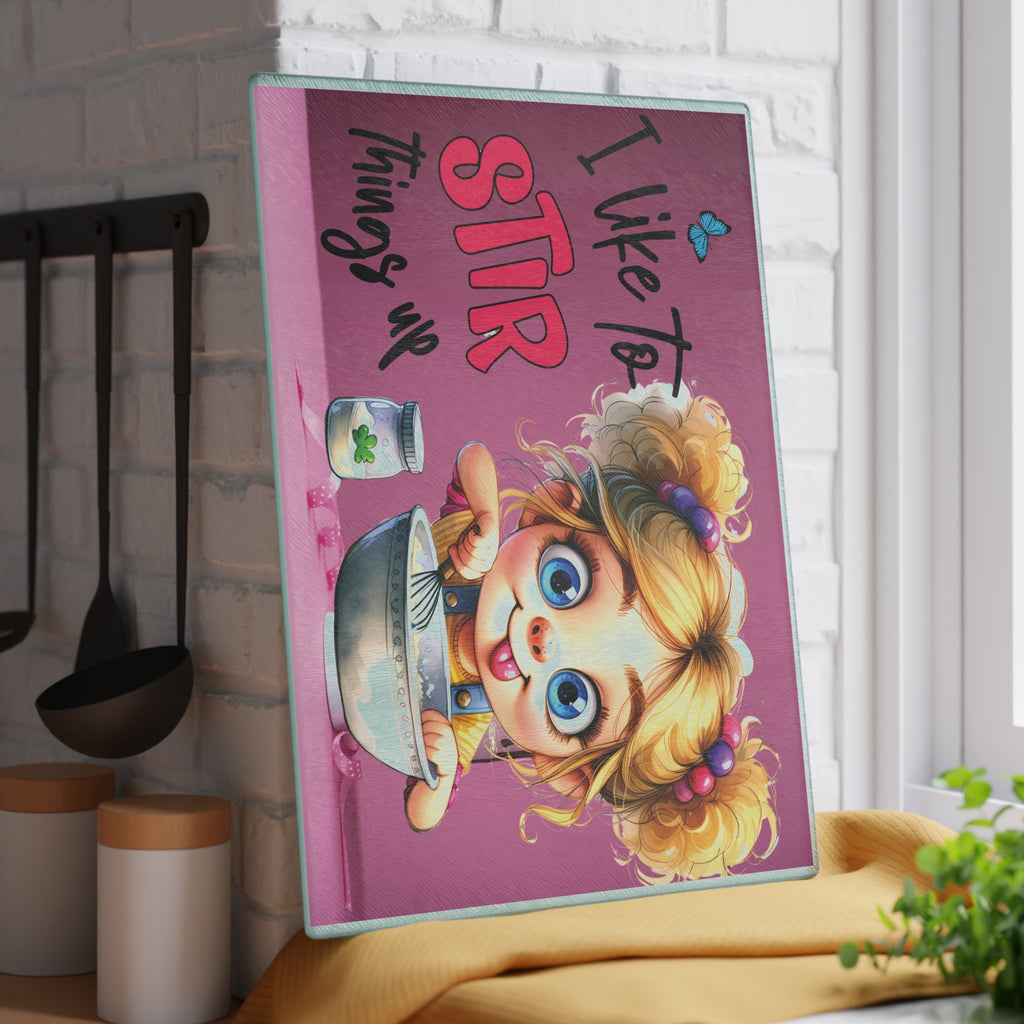 Playful Kitchen Glass Cutting Board, Fun Gift for Bakers, Cooking Decor, Unique Housewarming, Birthday, Kitchen Art