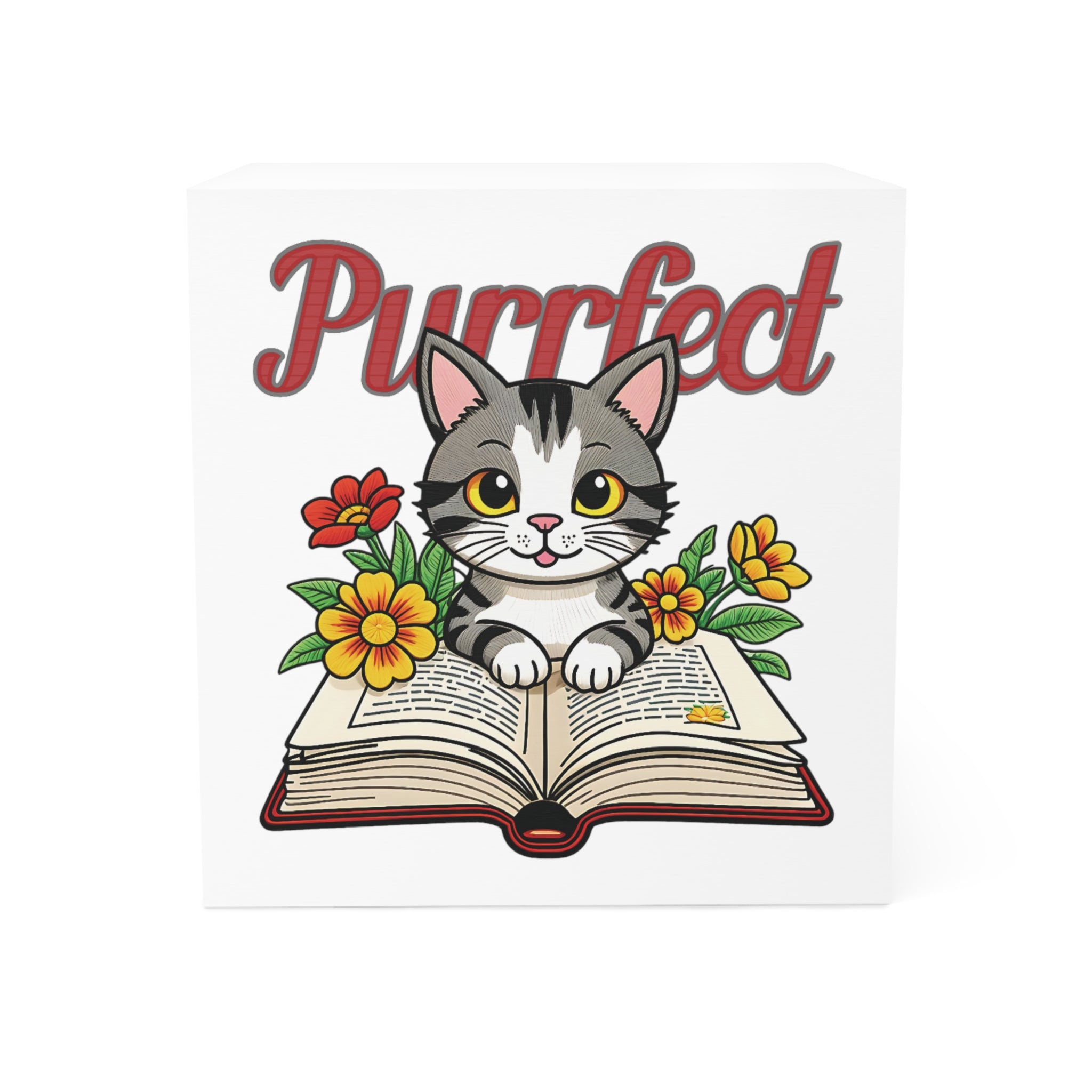 Purrfect Note Cube - Cat Lover Gift, Cute Desk Accessory, Pet-Themed Stationery, Cat Decoration, Floral Note Pad