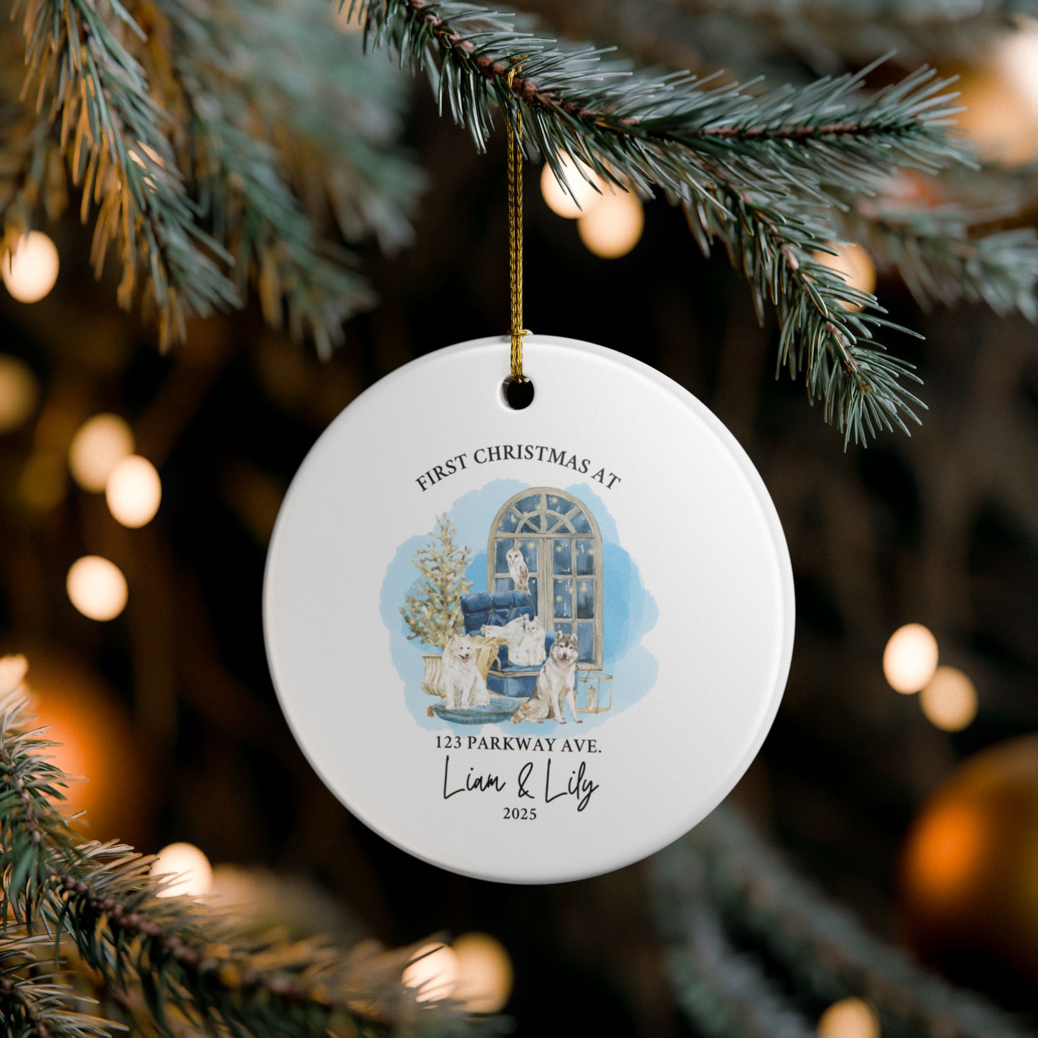 Custom Family Christmas Ornament, Personalized Holiday Tree Decoration, First Christmas Keepsake, Unique Gift, Pet Lover Decor