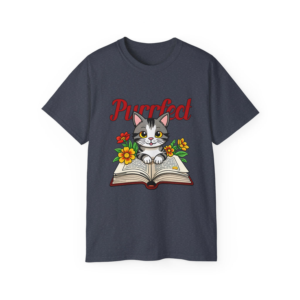 Purrfect Cat Lover Tee, Cute Cat T-Shirt for Book Lovers, Gifts for Cat Owners, Birthday Gift, Animal Lover Apparel, Pet-Themed Shirt