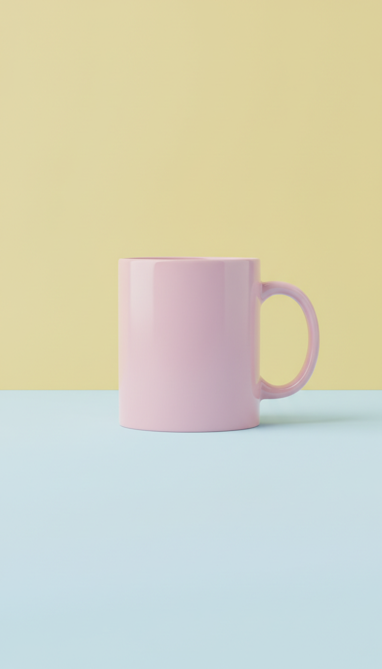 Pastel Ceramic Mug With Hand-Drawn Doodles