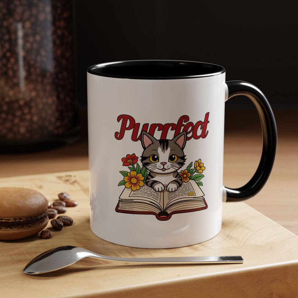 Purrfect Cat Lover Coffee Mug | Cute Animal Gift | Book Lover Mug | Unique Cat Decor | Cozy Home Drinkware | Ideal Cat Gifts for Friends