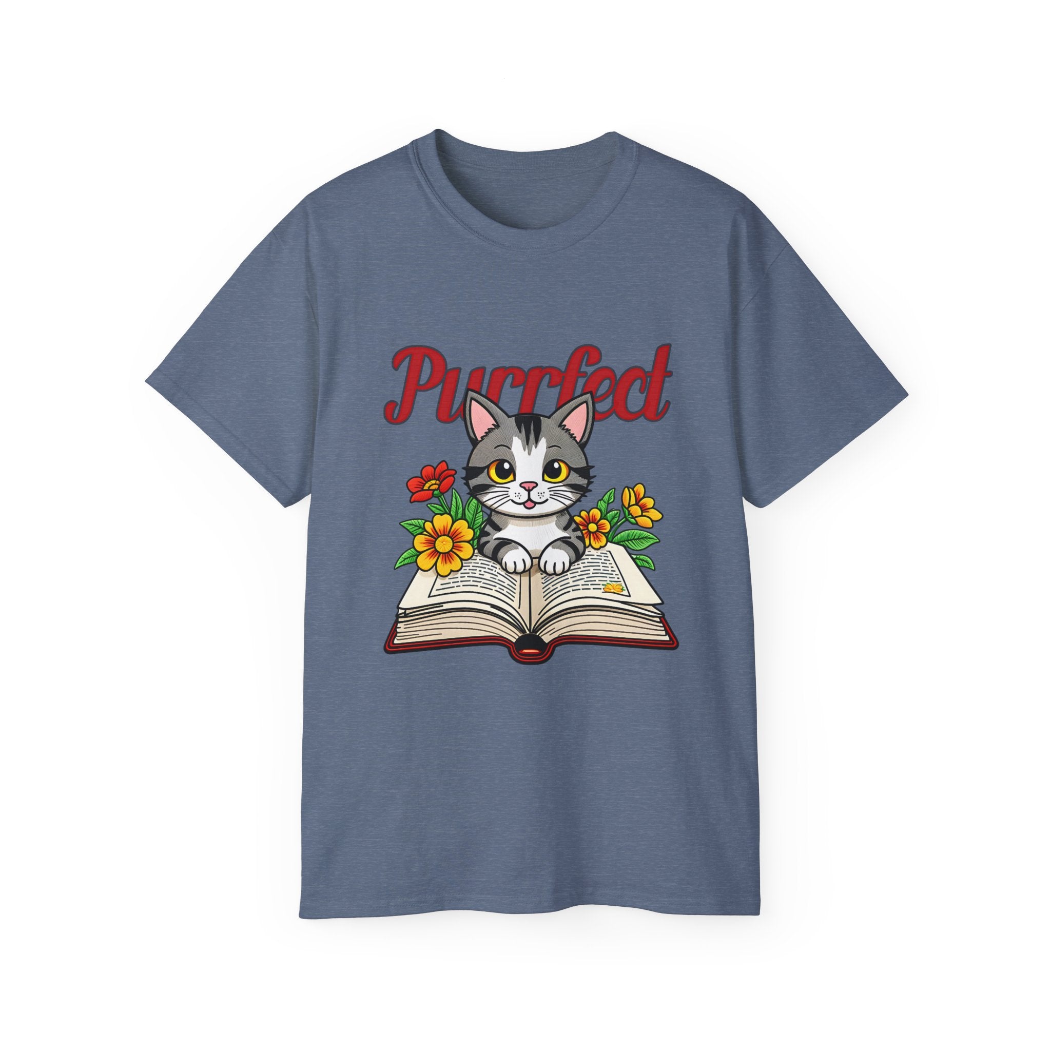 Purrfect Cat Lover Tee, Cute Cat T-Shirt for Book Lovers, Gifts for Cat Owners, Birthday Gift, Animal Lover Apparel, Pet-Themed Shirt