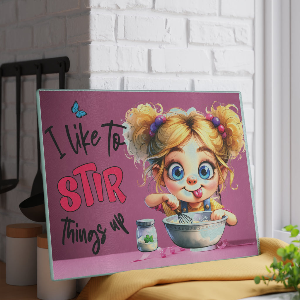 Playful Kitchen Glass Cutting Board, Fun Gift for Bakers, Cooking Decor, Unique Housewarming, Birthday, Kitchen Art
