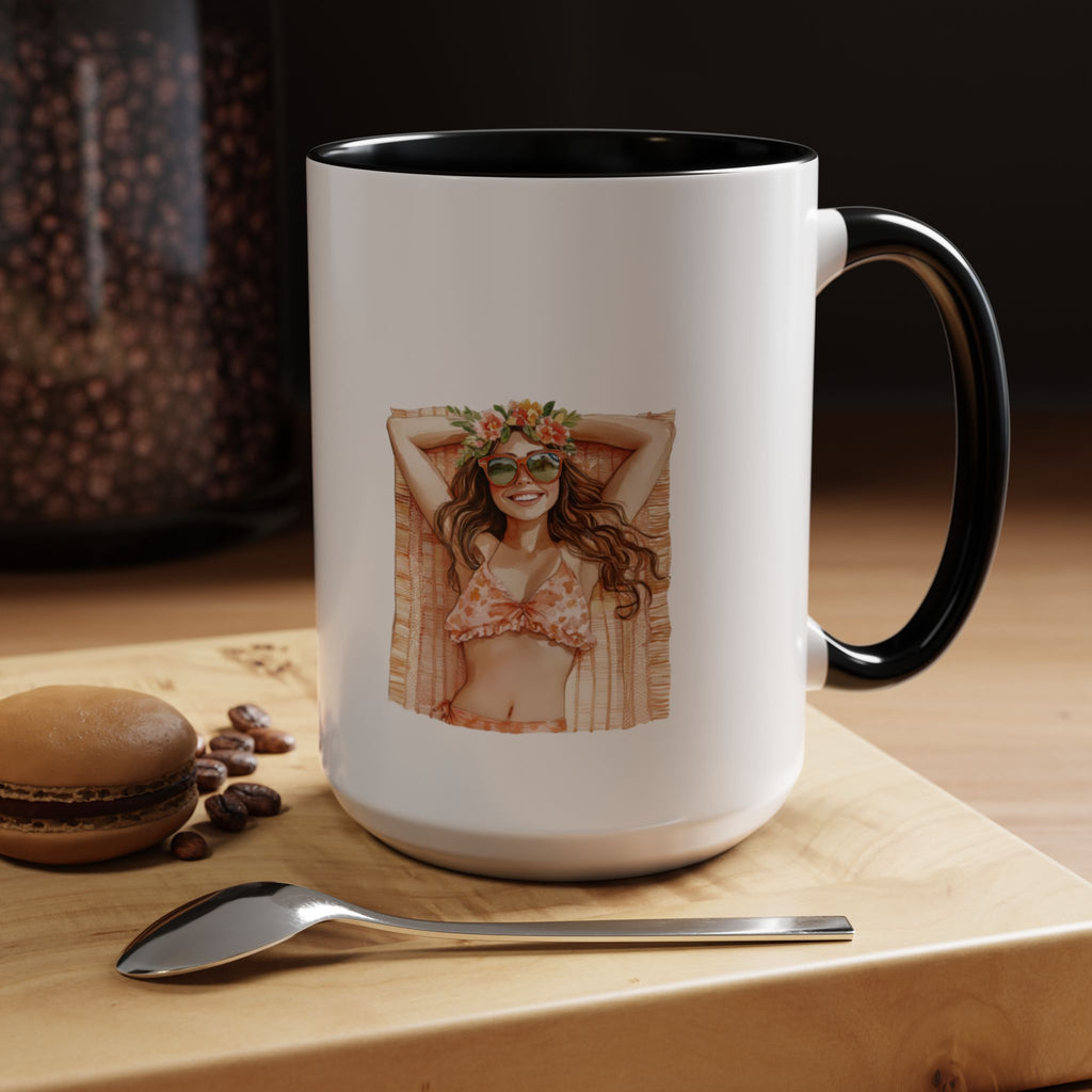 Bohemian Floral Accent Coffee Mug | Stylish Tea Cup, Gift for Her, Home Decor, Cute Coffee Lover, Birthday Present