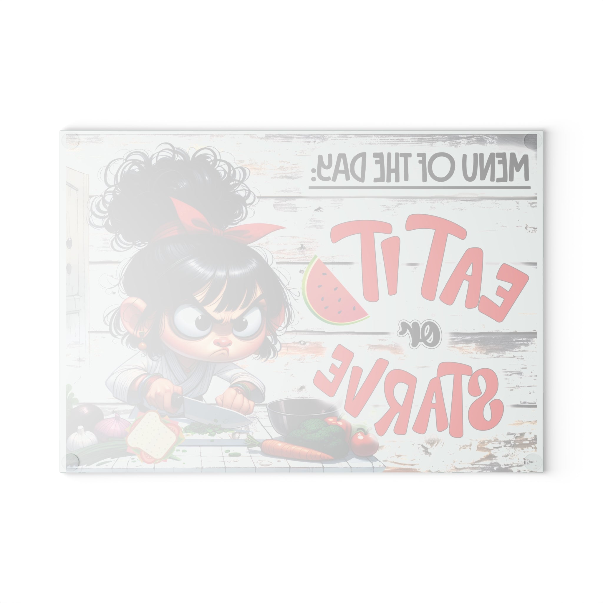 Funny Kitchen Glass Cutting Board with Eat It or Starve Design - Humorous Cooking Decor, Gift for Chefs, Housewarming, Kitchen [...]