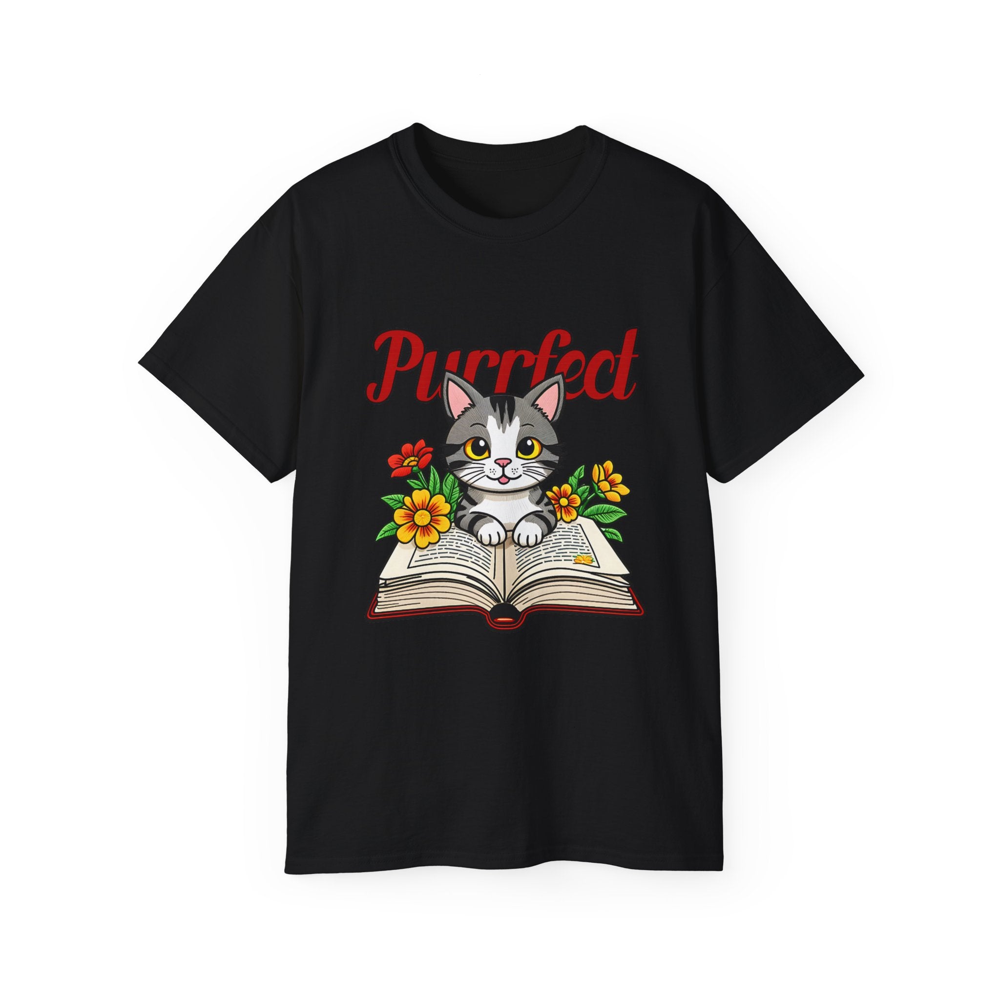 Purrfect Cat Lover Tee, Cute Cat T-Shirt for Book Lovers, Gifts for Cat Owners, Birthday Gift, Animal Lover Apparel, Pet-Themed Shirt