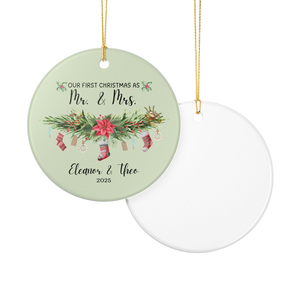 Personalized Christmas Ornament, Keepsake Holiday Decoration, Newlywed Gift, Tree Decor, Family Tradition